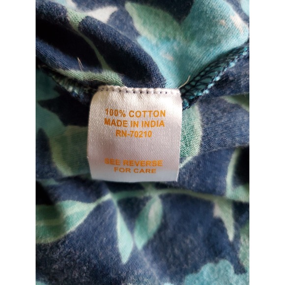 LA CERA Womens XL‎ Blue Tropical Floral Short Sleeve Midi Cotton Dress Pockets - Picture 4 of 9